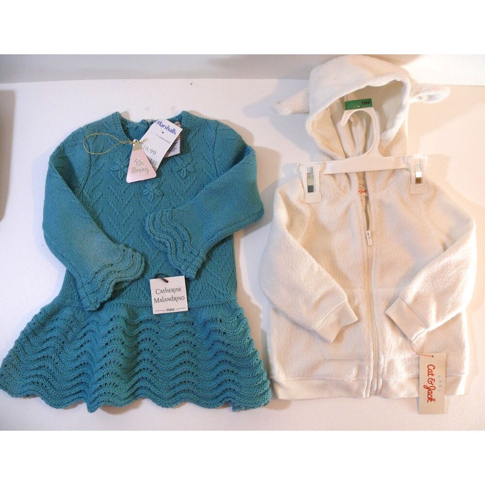 NEW BUNDLE: cat & jack plush hoodie + Catherine Malandrino Sweater Dress 18M